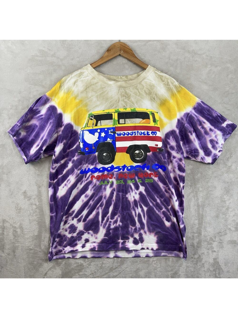 Vintage Woodstock 1999 Tie Dye Men's T Shirt XL Polygram USA Made Festivalcore